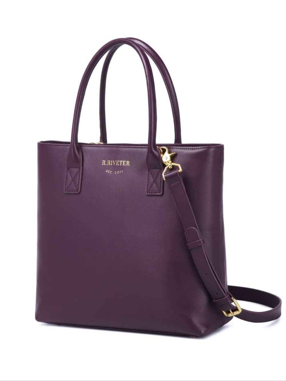 NWOT R. Riveter Leather Tote In Plum